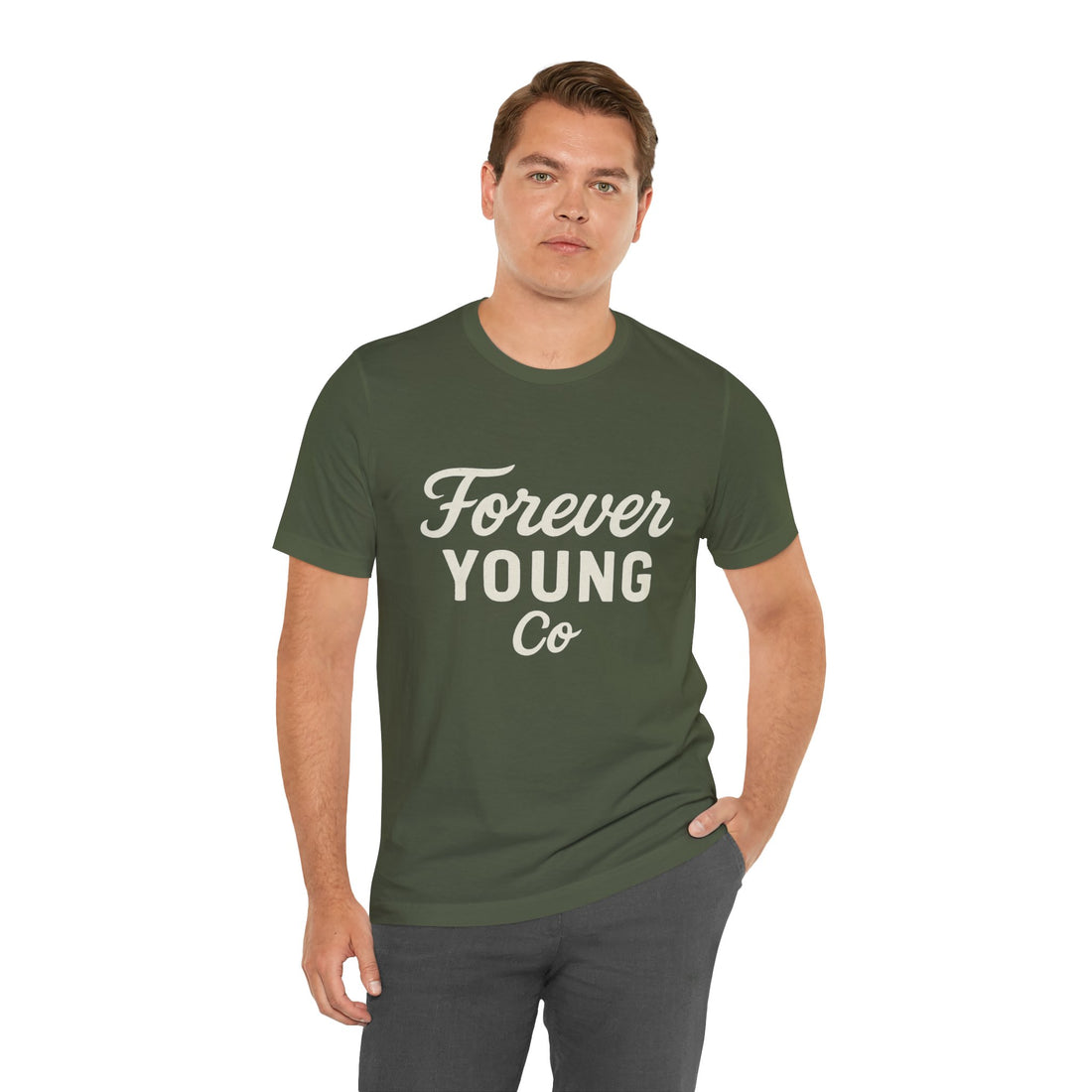 Forever Young Co. Unisex Tee | Bold Retro Style | Summer-Ready Statement | Everyday Wear | Great for Gifting
