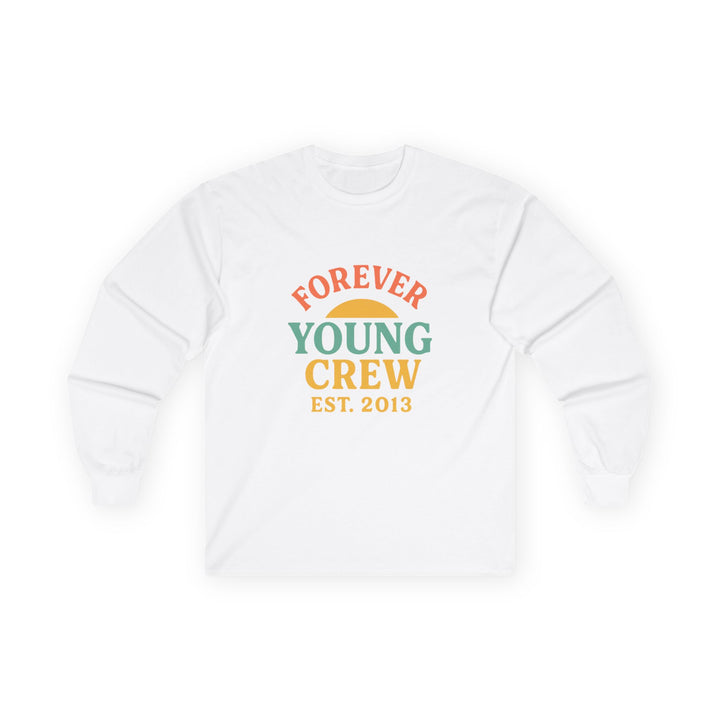 Forever Young Crew – Unisex Long Sleeve Tee (Est. 2013)-Timeless comfort meets legacy style. This long sleeve tee features the Forever Young Crew est. 2013 design — crafted for those who lead with family and boldness.