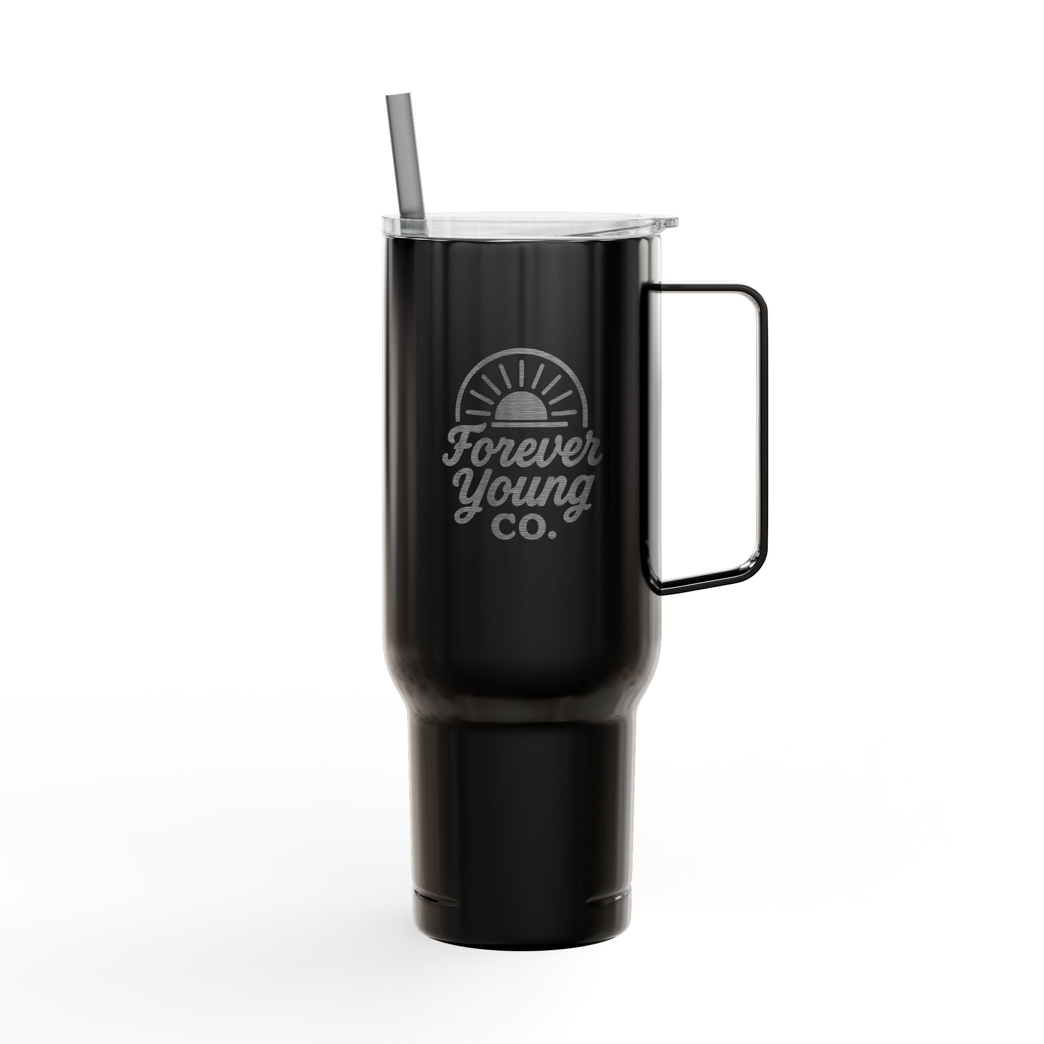 Insulated Engraved Tumbler - Forever Hydrate- Because hydration is a lifestyle. This 40 oz Forever Young tumbler keeps your drink cold and your vibe bold from sunrise to after-hours.