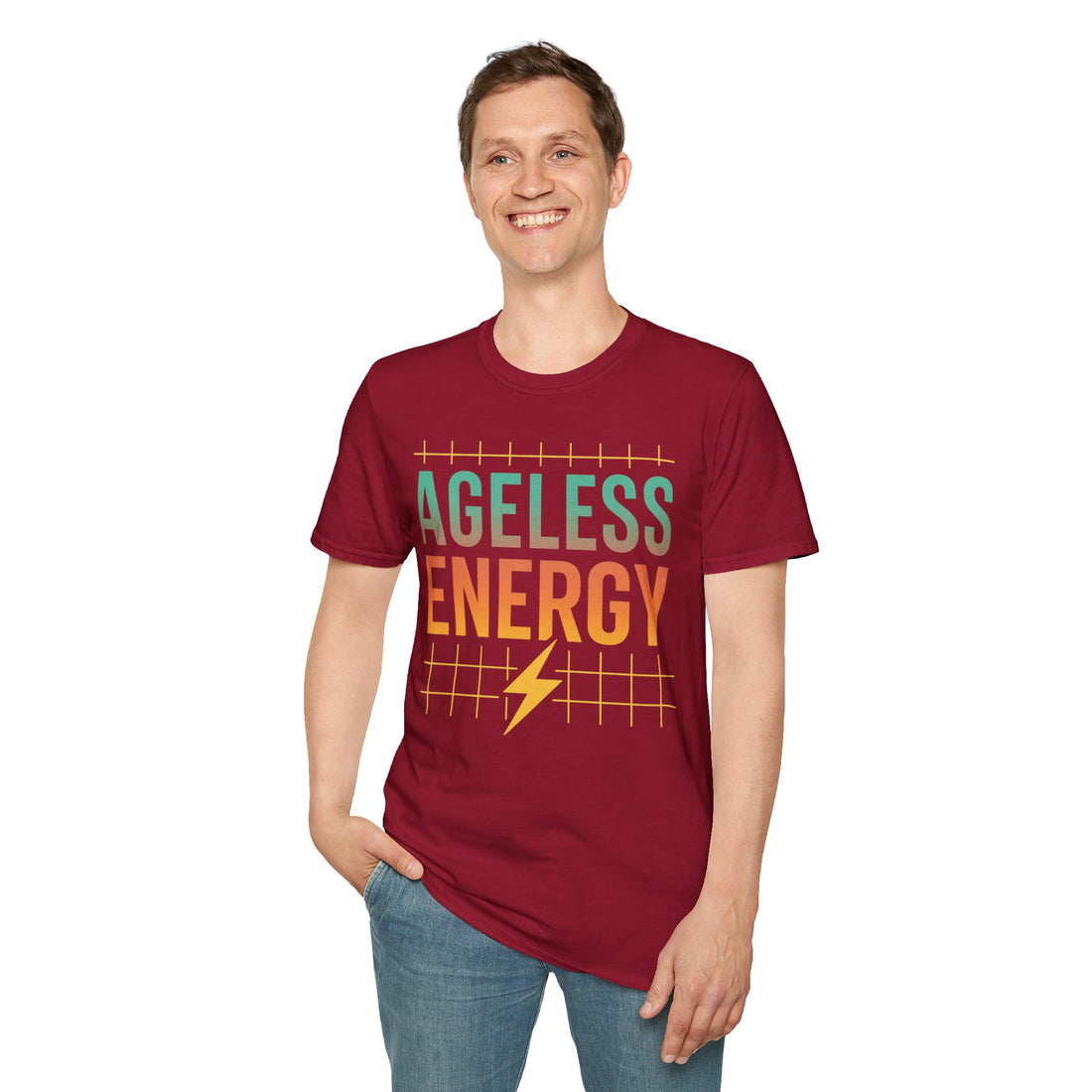 Ageless Energy – Unisex Retro Softstyle Tee-A soft, lightweight tee that delivers effortless retro style with the “Ageless Energy” slogan. Made for the bold and forever young at heart.