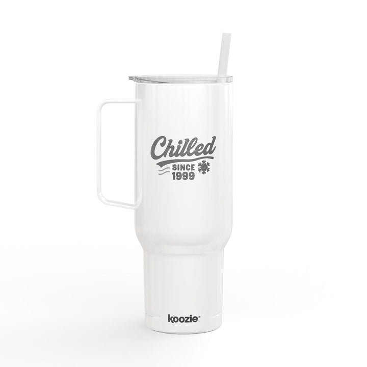 Engraved-Chilled Since 1999 – Frost Edition Tumbler (40oz)- Built to chill. This frosty edition tumbler blends crisp style with all-day cold power — because cool never goes out of style.