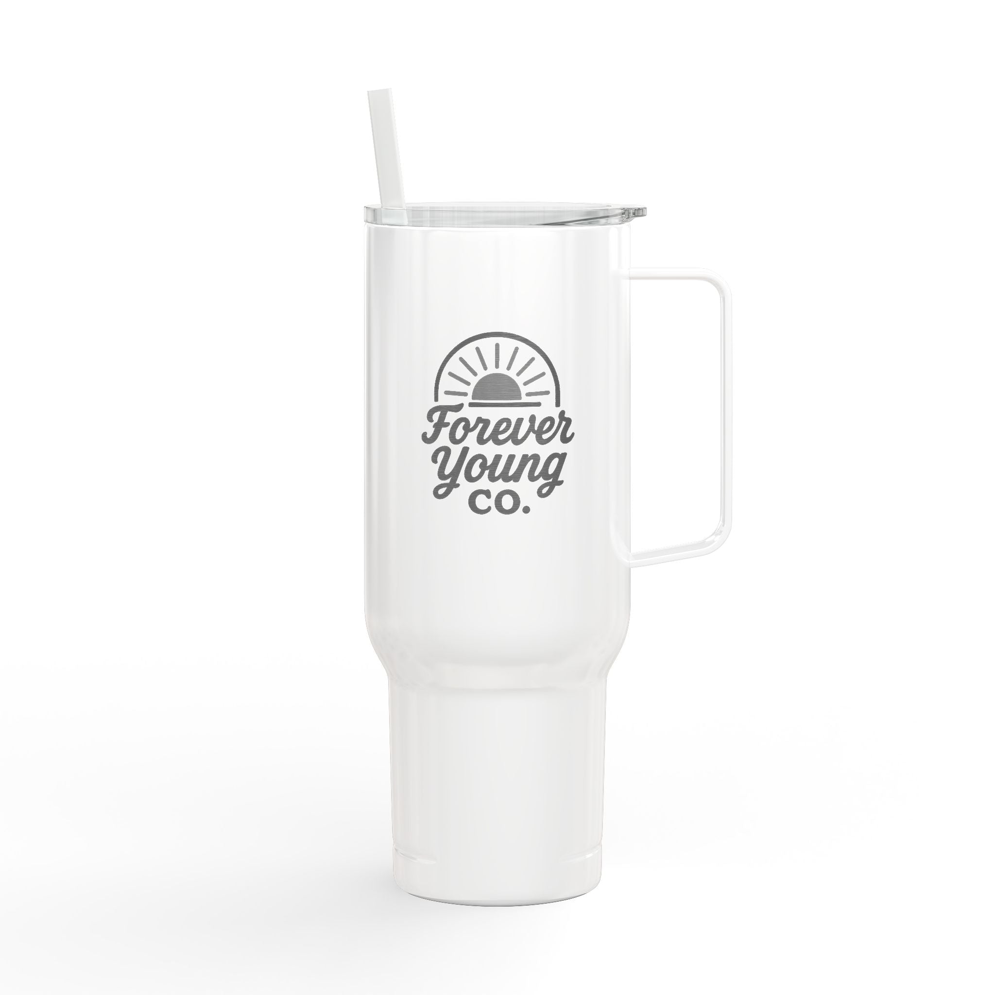 Insulated Engraved Tumbler - Forever Hydrate- Because hydration is a lifestyle. This 40 oz Forever Young tumbler keeps your drink cold and your vibe bold from sunrise to after-hours.