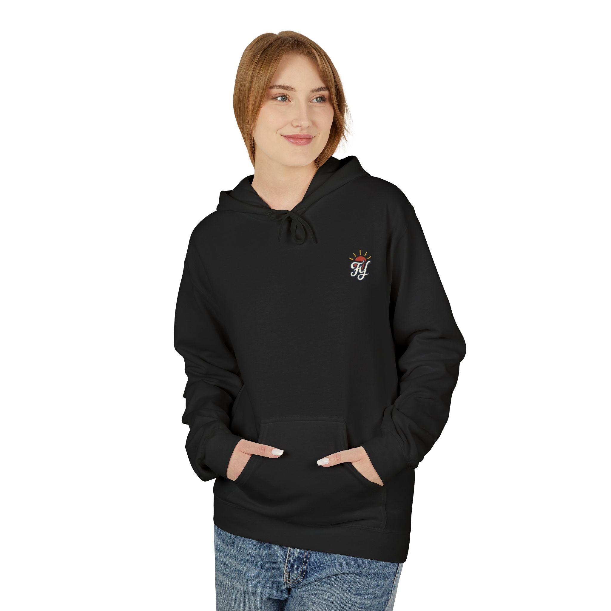 Forever Young Co. Fleece Hoodie - Casual Everyday Wear, Gift for Youth, Screen-Printed Hoody, Trendy Apparel, Cozy Outerwear