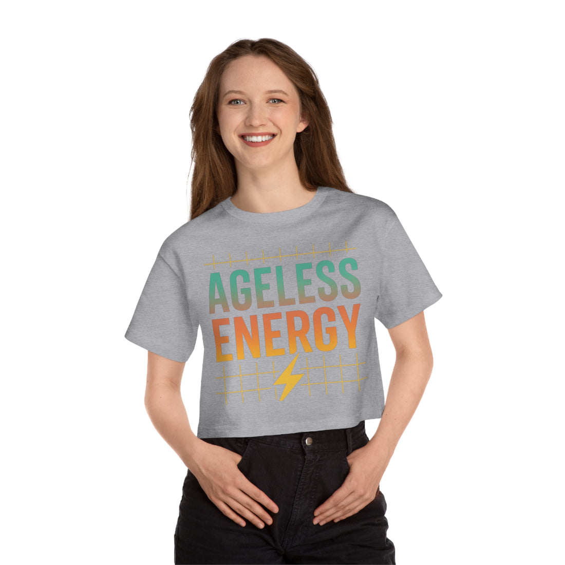 Ageless Energy – Champion® Heritage Cropped Tee (Women’s)-Bold. Boxy. Timeless. This cropped tee delivers "Ageless Energy" with retro flair, soft cotton comfort, and Champion® quality you can feel.
