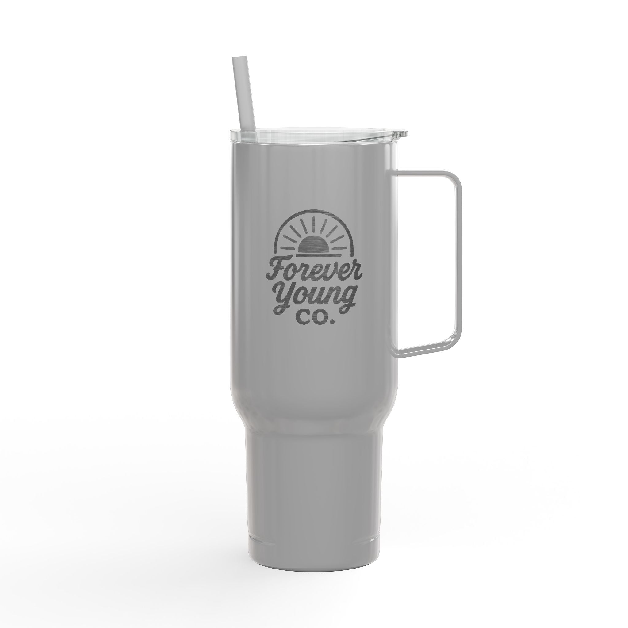 Insulated Engraved Tumbler - Forever Hydrate- Because hydration is a lifestyle. This 40 oz Forever Young tumbler keeps your drink cold and your vibe bold from sunrise to after-hours.