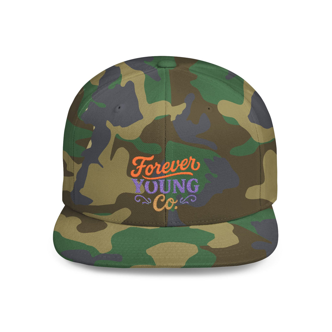 Forever Young Co. – Flat Bill Snapback-Sharp, structured, and straight-up bold — this snapback features Forever Young Co. embroidery and that classic-meets-modern edge for any outfit